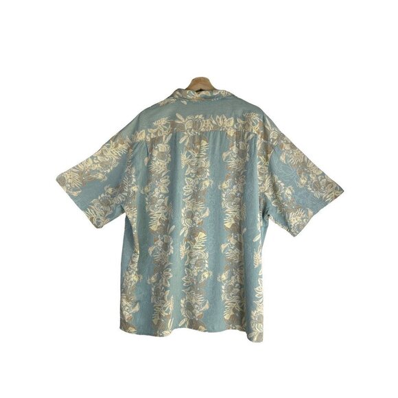 Vintage Silk Light Green 100% Silk Floral Print Hawaiian Shirt  Size XX-Large - Picture 2 of 8